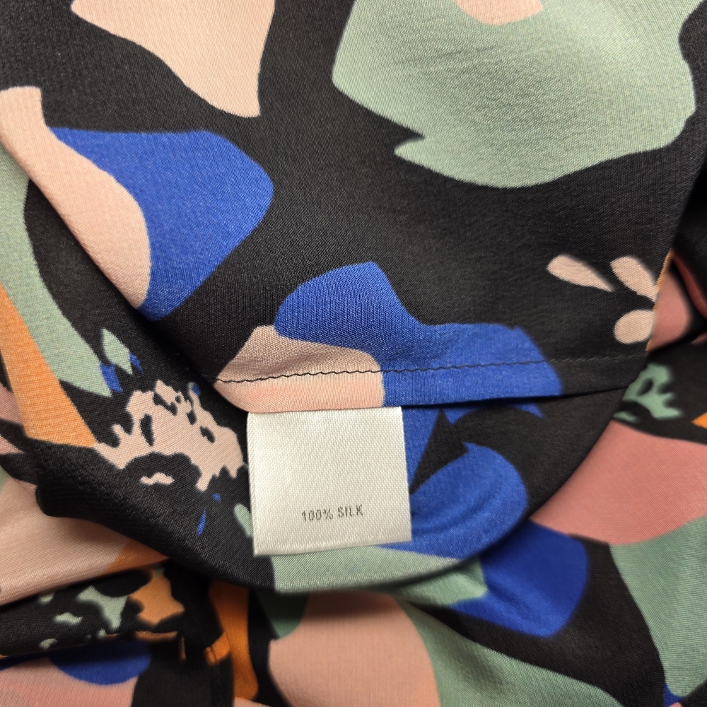 Tucker 100% Silk Floral Off Shoulder Blouse XS Boho Summer Festival Top - Picture 5 of 9